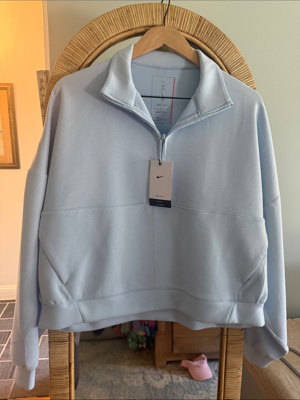 Nike Women's Pale Blue Quarter-Zip Pullover Sweatshirt